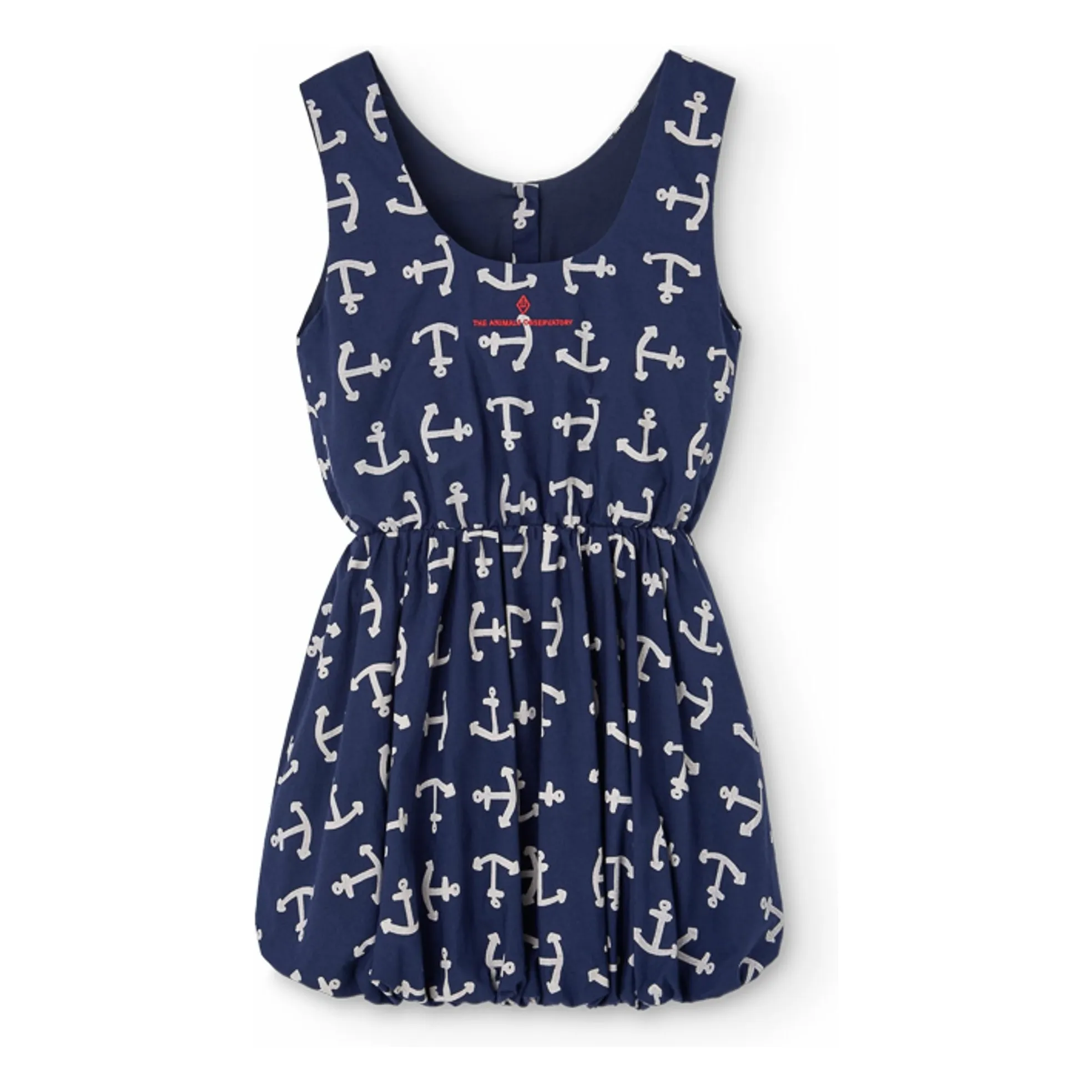 The Animals Observatory Navy Blue Flamingo Organic Cotton Dress