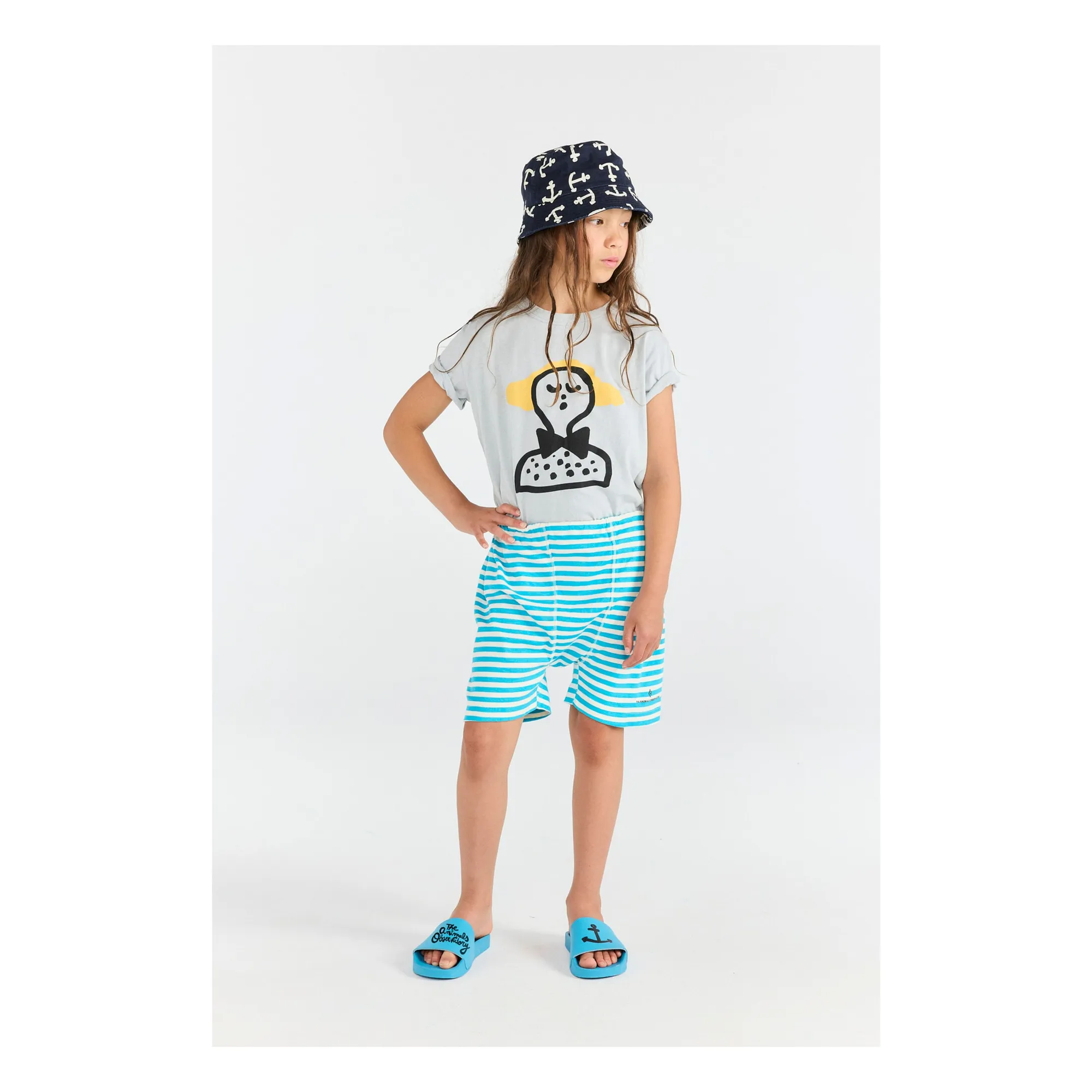 T-shirt Rooster Personnage Coton Bio | Bleu pâle- Image produit n°1