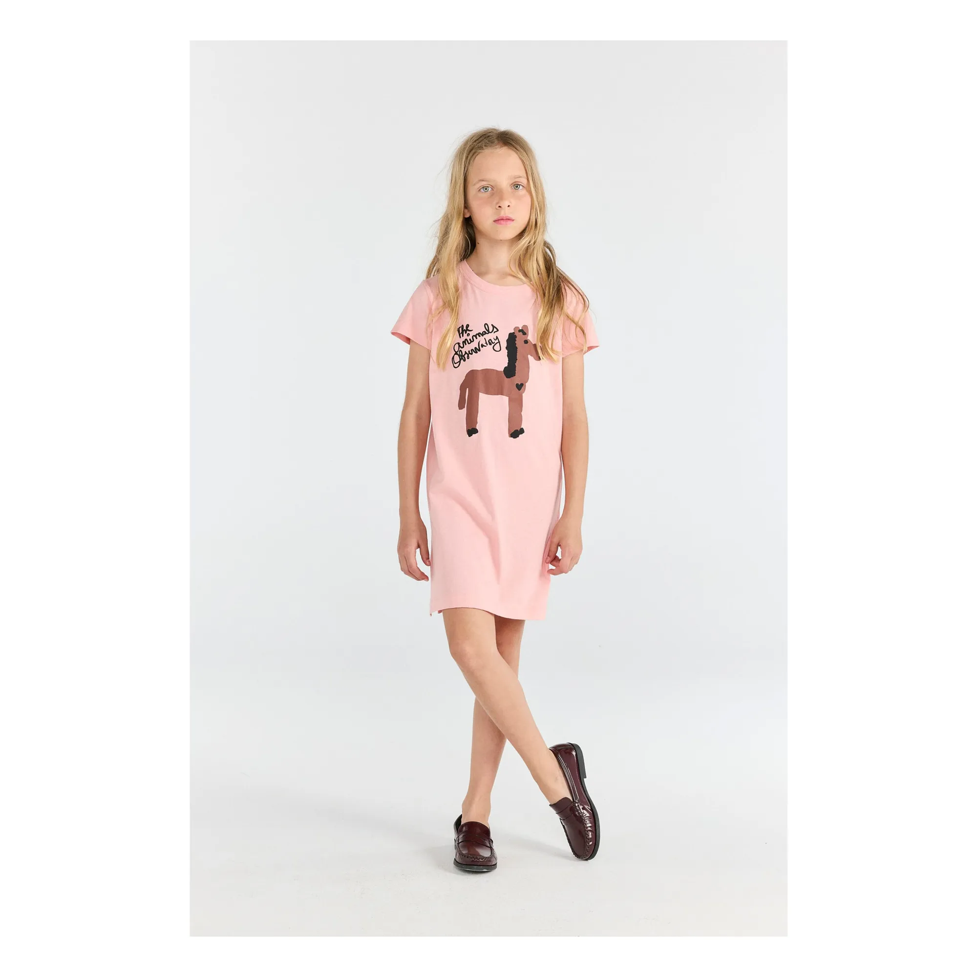 Robe Gorilla Cheval Coton Bio | Rose pâle- Image produit n°1