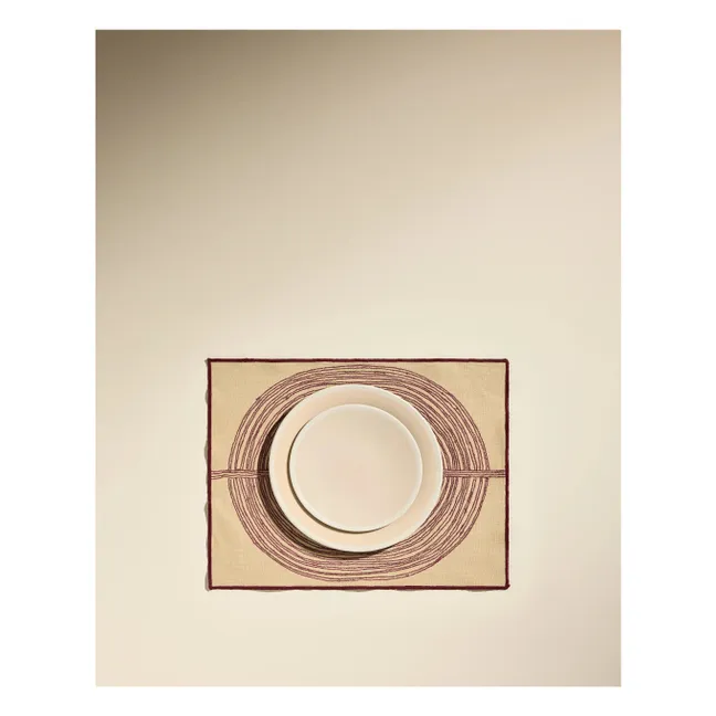 Mantel individual bordado Mirage | Rojo carmin