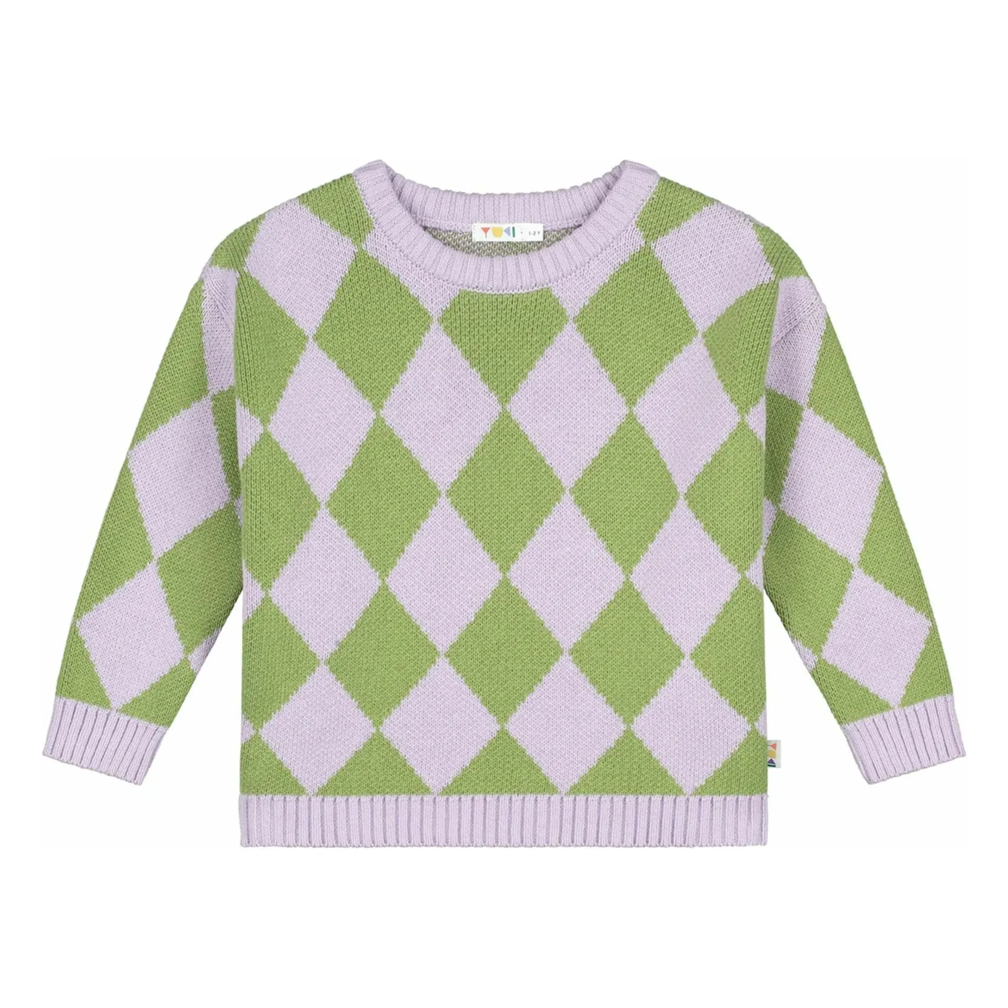 Yuki Unisex Lilac Organic Cotton Check Sweater