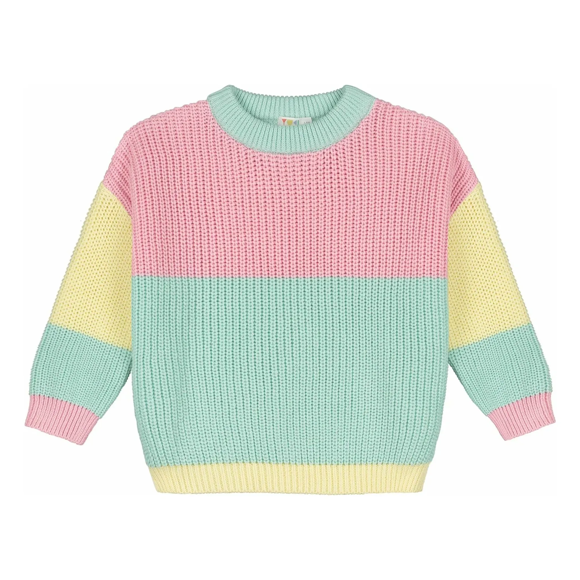 Yuki Unisex Green Water Color Block Organic Cotton Sweater