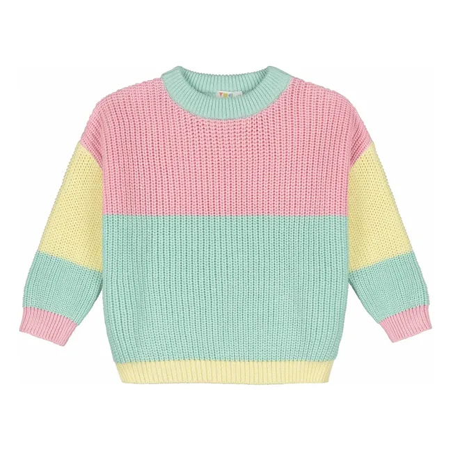 Jersey de algodón orgánico con bloques de color | Verde agua