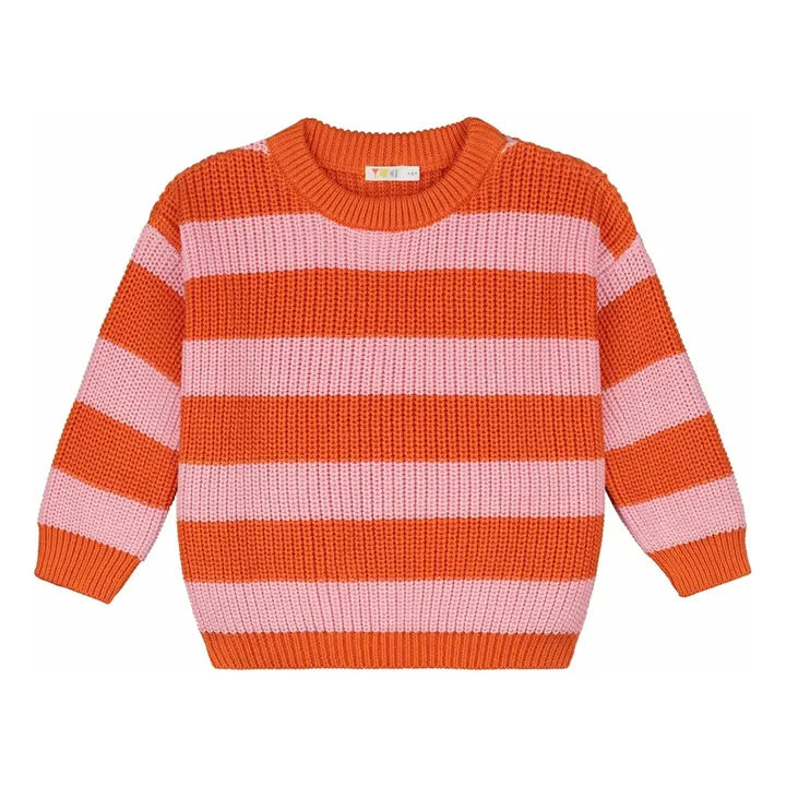 Jersey a rayas de algodón ecológico | Naranja- Imagen del producto n°0