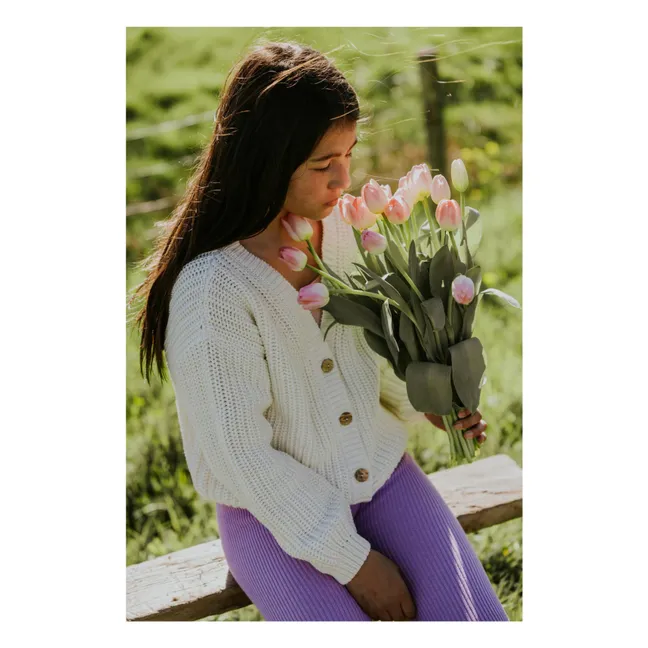 Chunky Strickjacke aus Bio-Baumwolle | Seidenfarben