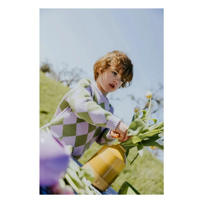 Organic Cotton Check Sweater | Lilac