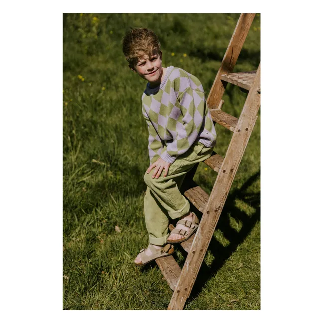 Karierter Pullover aus Bio-Baumwolle | Flieder