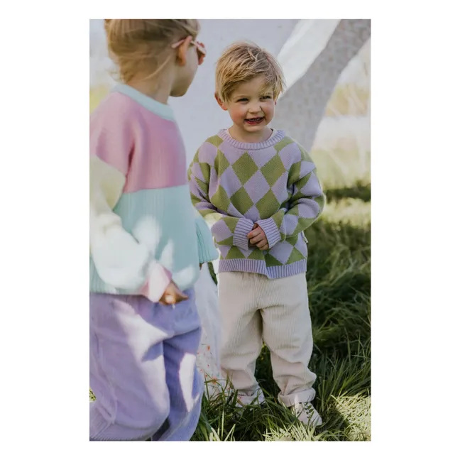 Karierter Pullover aus Bio-Baumwolle | Flieder