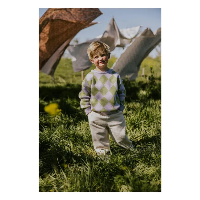 Organic Cotton Check Sweater | Lilac