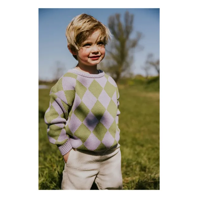 Karierter Pullover aus Bio-Baumwolle | Flieder