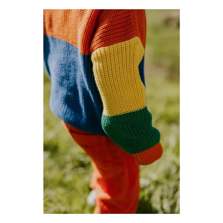 Jersey de algodón orgánico con bloques de color | Naranja- Imagen del producto n°5