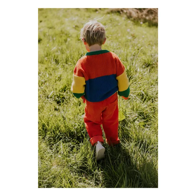 Color Block Organic Cotton Sweater | Orange