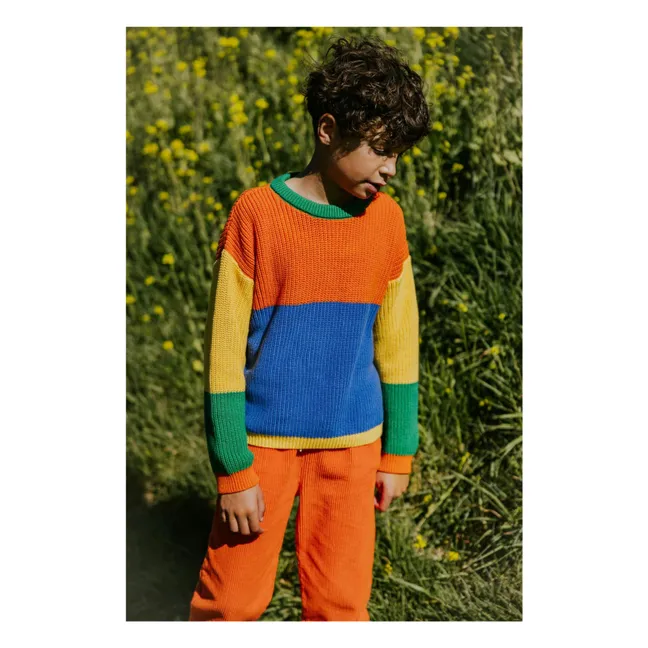 Jersey de algodón orgánico con bloques de color | Naranja