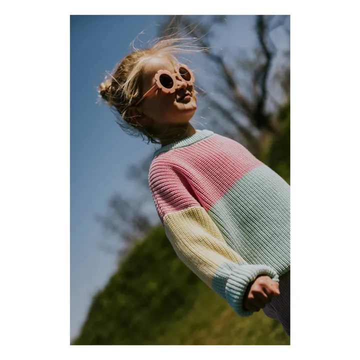 Jersey de algodón orgánico con bloques de color | Verde agua- Imagen del producto n°4