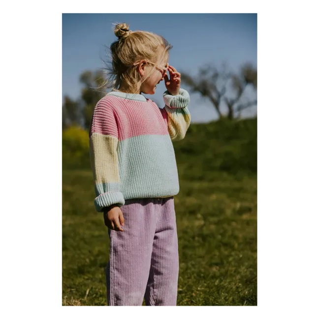 Pull Color Block Coton Bio | Vert d'eau