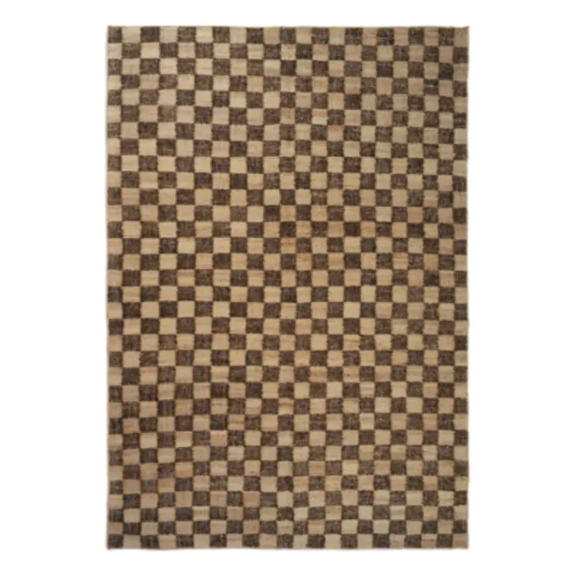 Check wool and jute rugs | Coffee