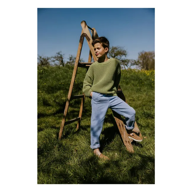 Pantalon Beau Velours Côtelé Bio | Bleu ciel