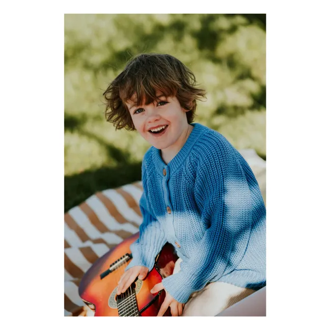 Cardigan Raglan Coton Bio | Bleu