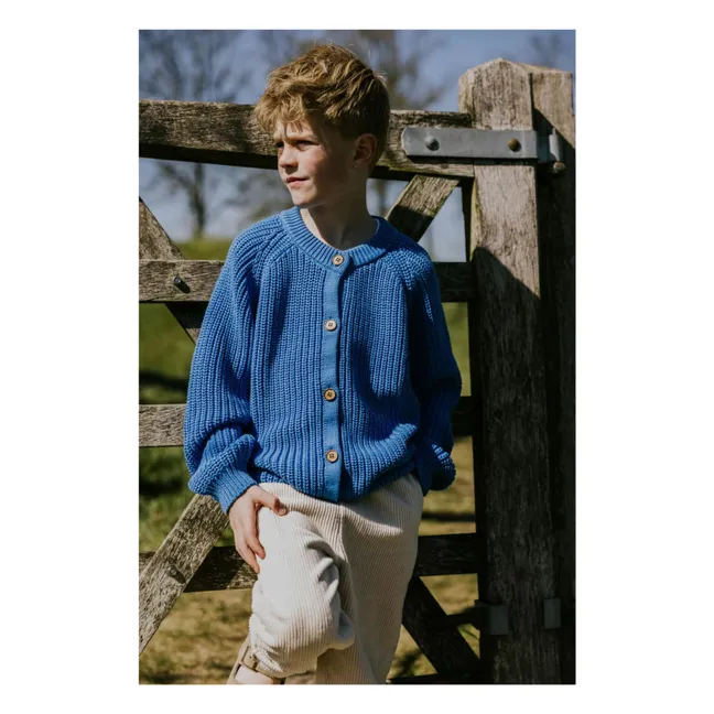 Raglan-Strickjacke aus Bio-Baumwolle | Blau