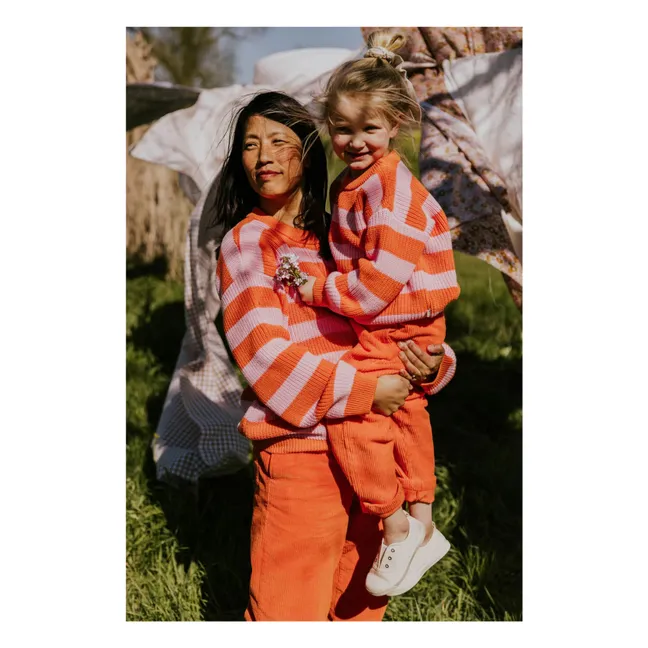 Pull Rayures Coton Bio | Orange