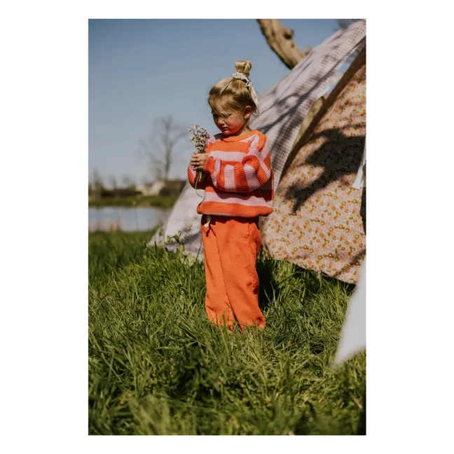Pull Rayures Coton Bio | Orange