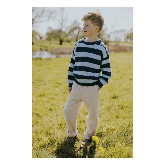 Stripes Organic Cotton Sweater | Peacock blue