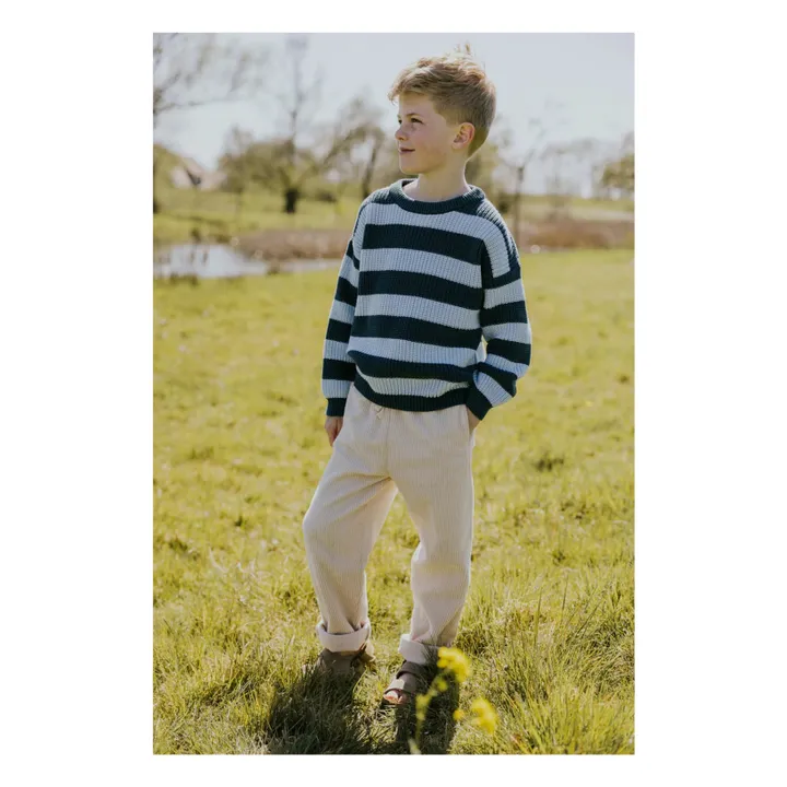 Jersey a rayas de algodón ecológico | Azul Pato- Imagen del producto n°5