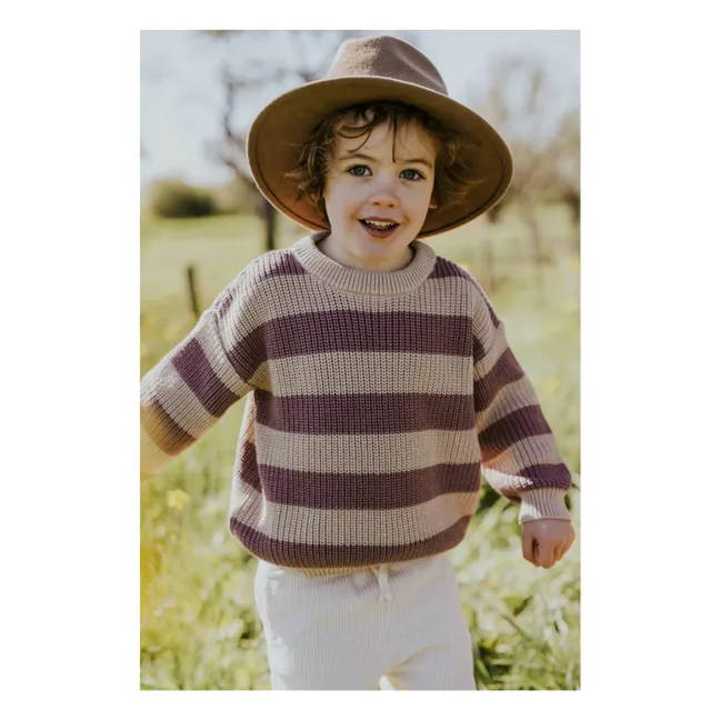 Pullover Streifen Bio-Baumwolle | Sandfarben
