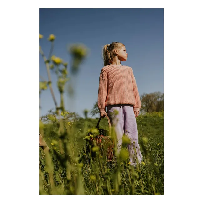 Jersey grueso de algodón orgánico | Rosa Melocotón