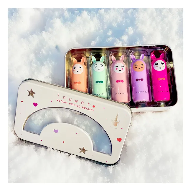 Set de 5 bálsamos labiales Rainbow Delux de metal