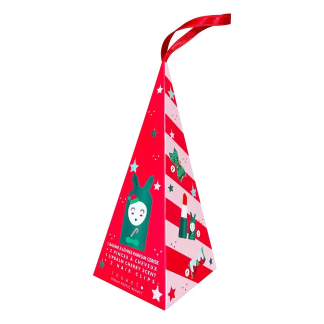 Set de cucurucho navideño para labios y pelo