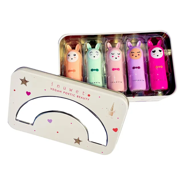 Set de 5 bálsamos labiales Rainbow Delux de metal