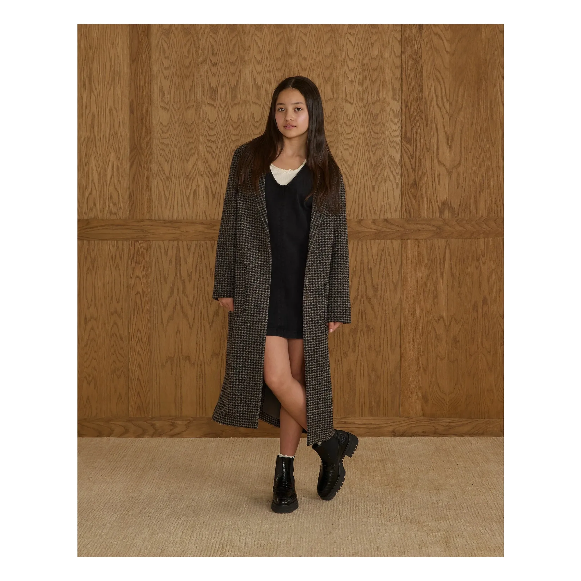 Rylee + Cru Black Vichy Coat