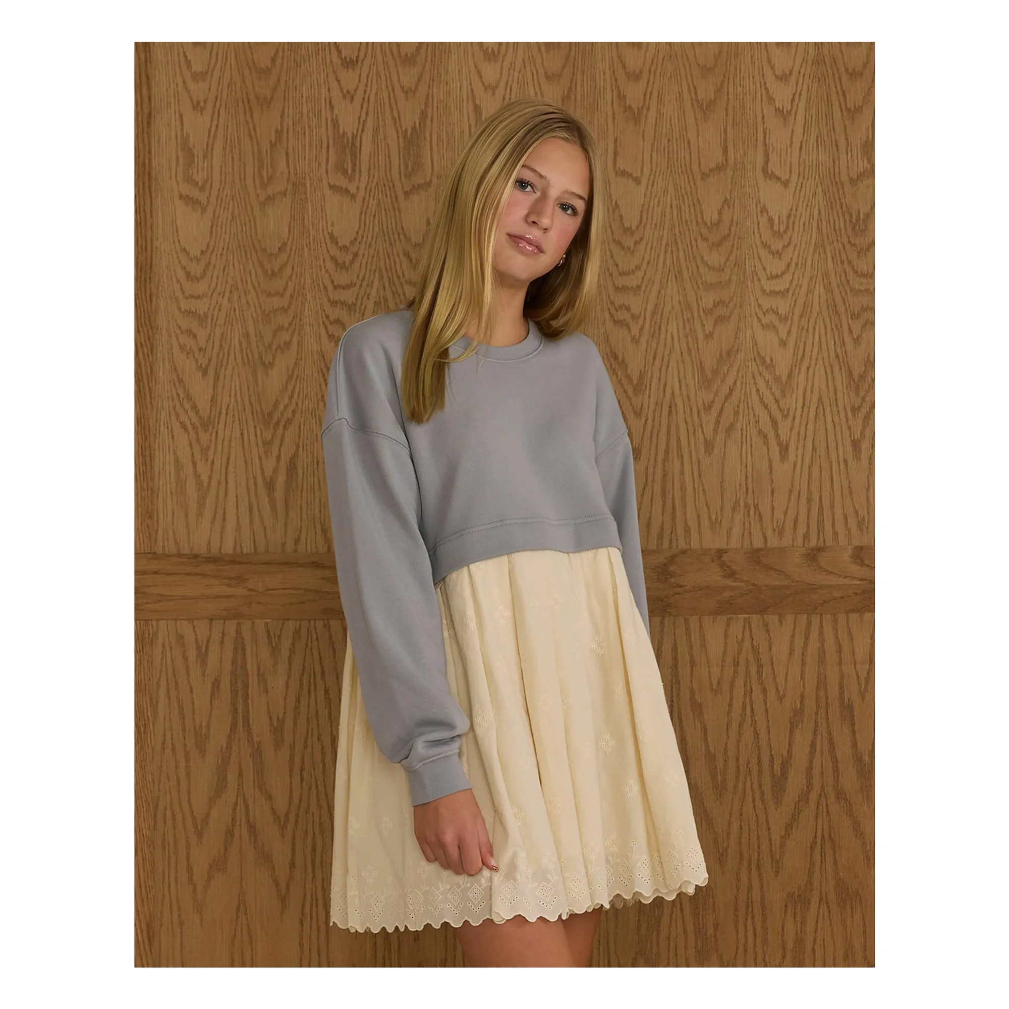 Rylee + Cru Grey Blue Sweat Dress