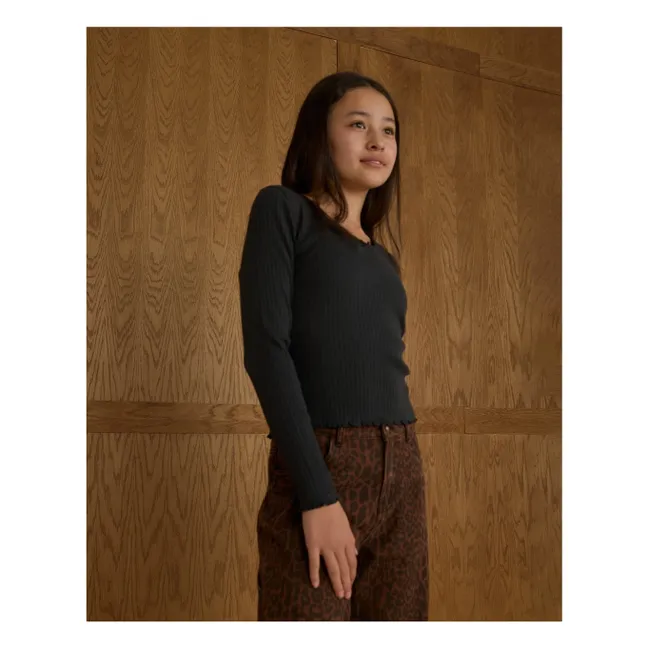 T-shirt Côtelé | Noir