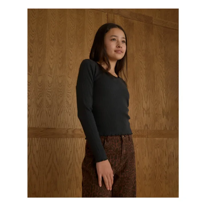 T-shirt Côtelé | Noir- Image produit n°2