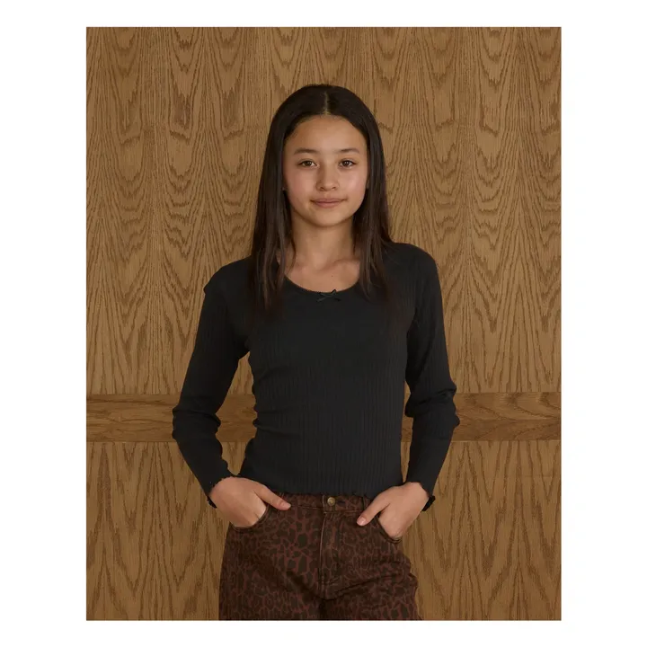 T-shirt Côtelé | Noir- Image produit n°0