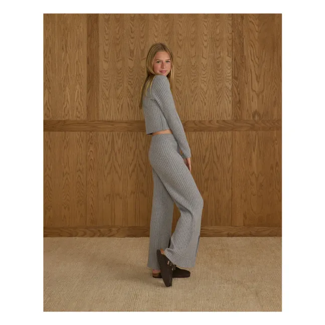 Ribbed Knit Vest | Grey blue