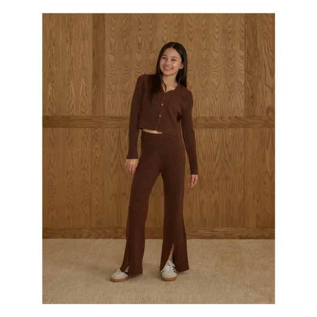 Ribbed Mesh Legging | Brown