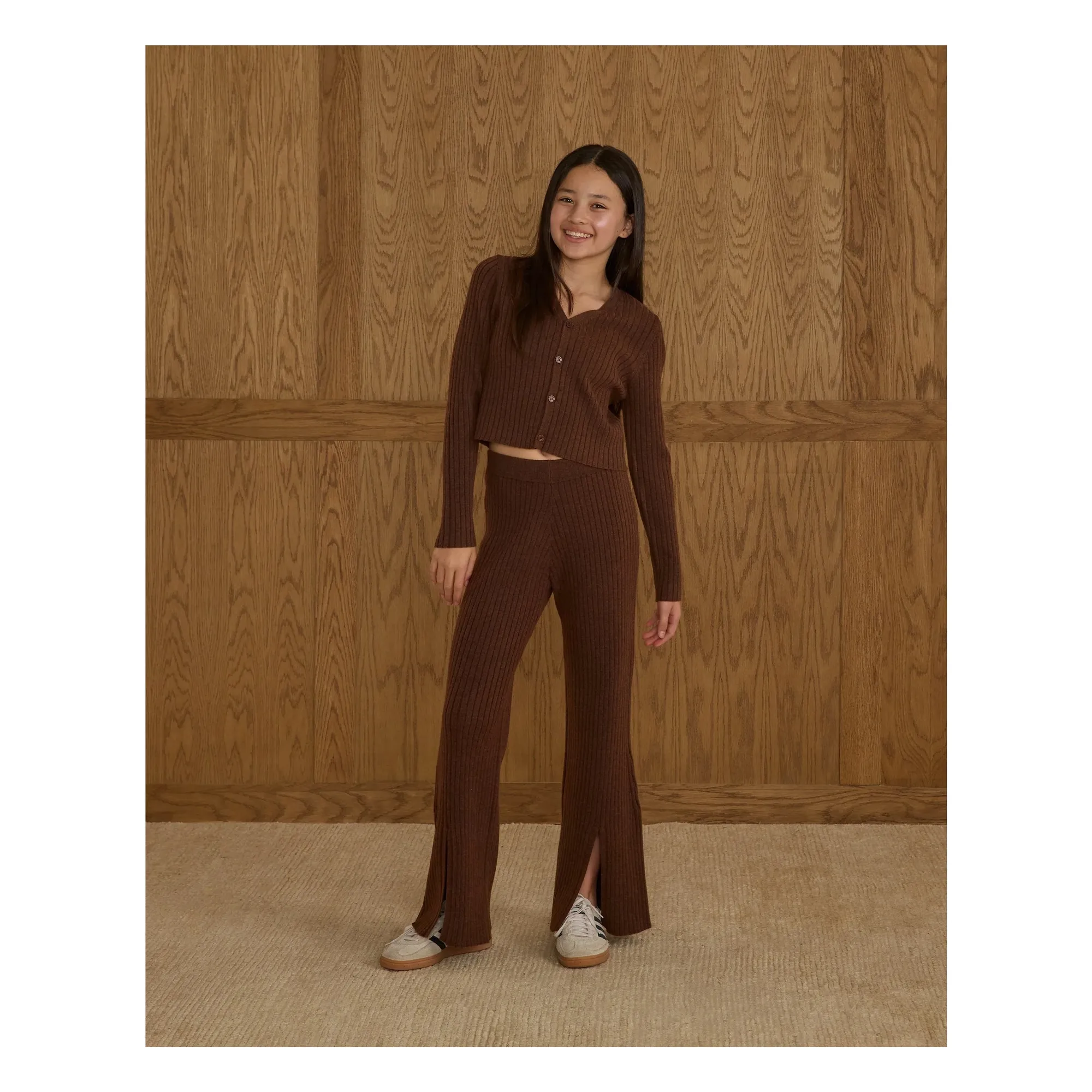 Rylee + Cru Brown Ribbed Knit Vest