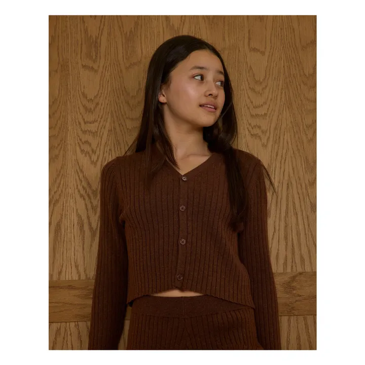 Gilet Côtelé Maille | Marron- Image produit n°1