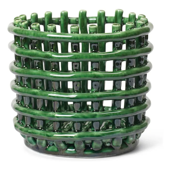Cesta de cerámica | Verde esmeralda