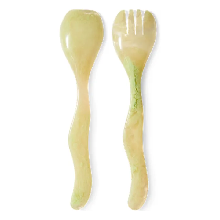 Couverts à salade en résine | Vert pâle- Image produit n°1