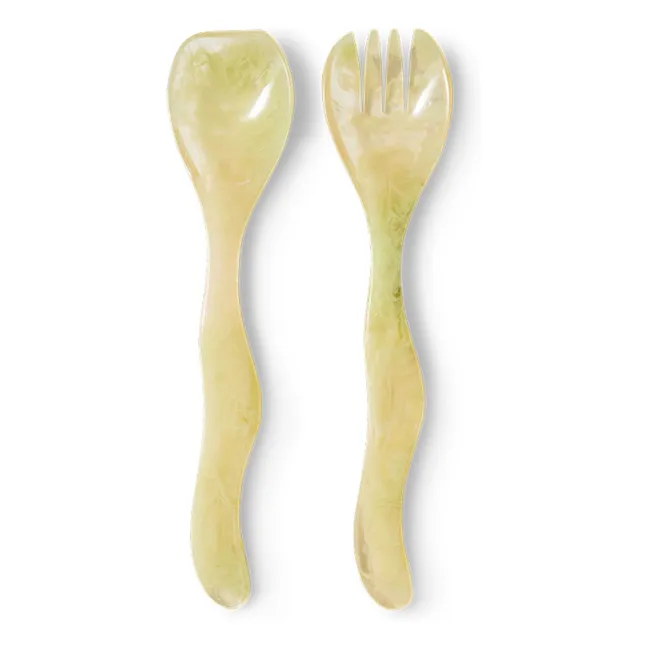 Couverts à salade en résine | Vert pâle