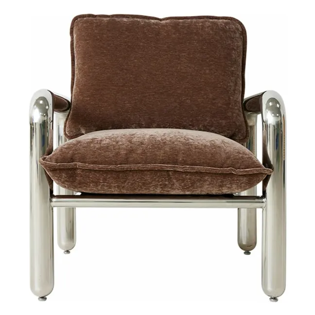 Fauteuil en velours Chrome Lounge | Chromé