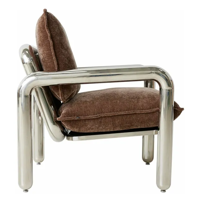Fauteuil en velours Chrome Lounge | Chromé