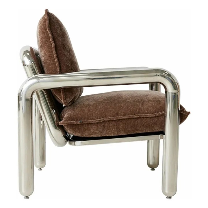 Fauteuil en velours Chrome Lounge | Chromé- Image produit n°3