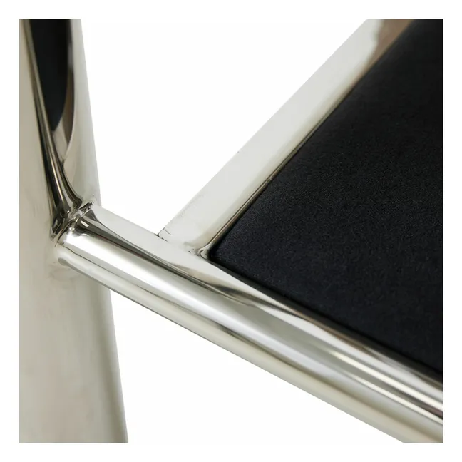 Chrome Lounge Samt-Sessel | Chromblitzend