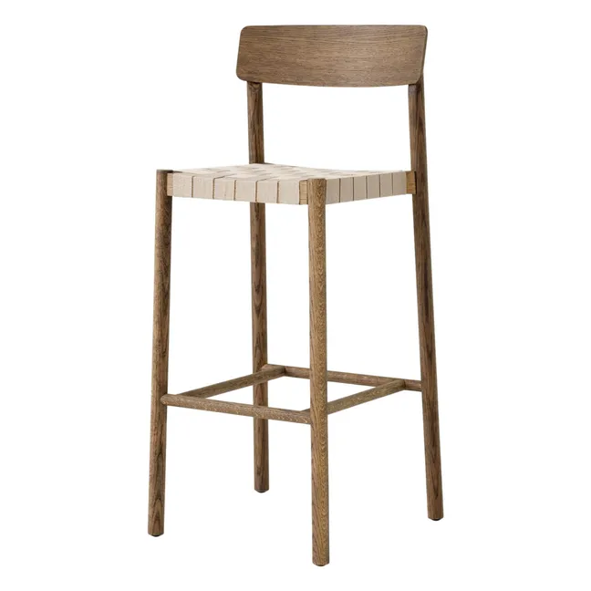 Taburete de bar Betty TK15 roble aceitado ahumado cincha natural 75 cm | Chêne fumé