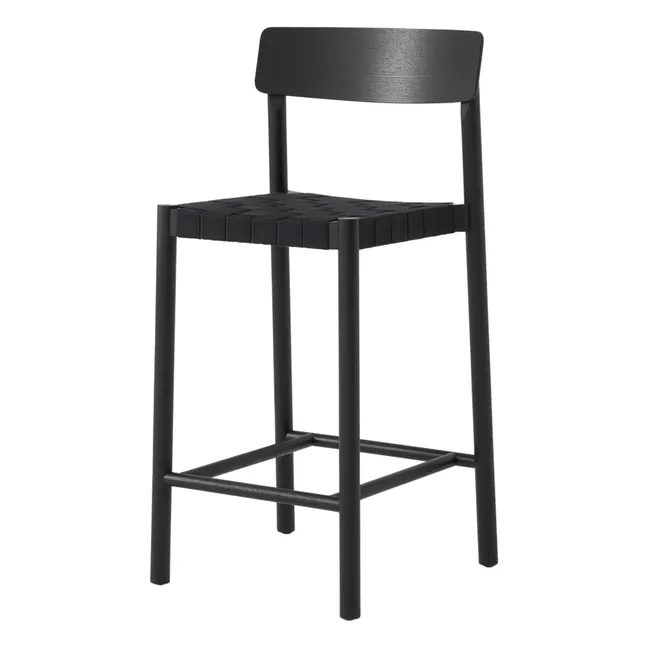 Tabouret de bar sangles noires 65 cm Betty TK12 en frêne | Noir
